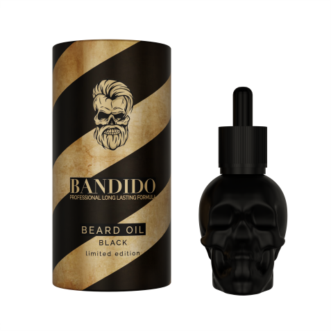 Aceite para barba nutritivo profesional Black 40ml. Marca BANDIDO