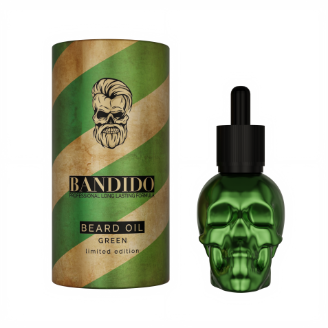 Aceite de barba hidratante profesional Verde 40ml. Marca BANDIDO