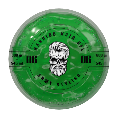 Gel fijador de cabello extra fuerte profesional Army Styling. Marca BANDIDO