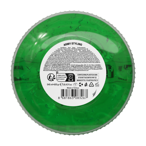 Gel fijador de cabello extra fuerte profesional Army Styling. Marca BANDIDO