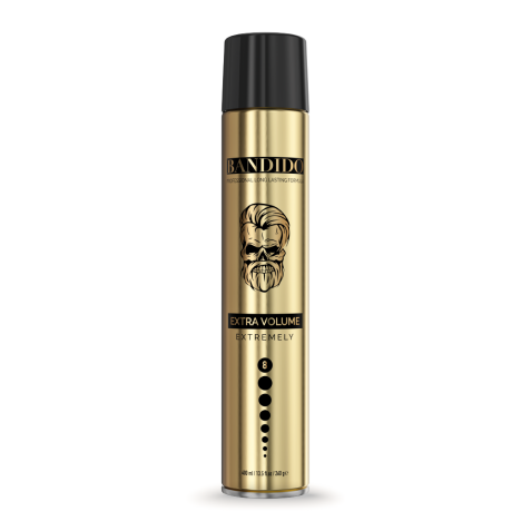 Laca de fijación extra fuerte profesional Extravolumen Gold 400ml. Marca BANDIDO