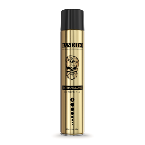 Laca de fijación extra fuerte profesional Extravolumen Gold 400ml. Marca BANDIDO