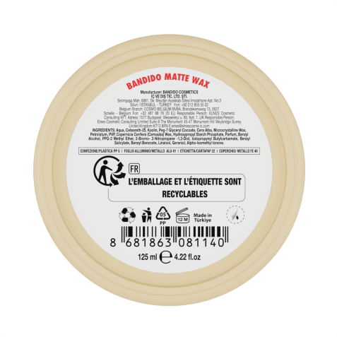 Cera fijadora mate profesional Aqua Wax Matte 125ml. Marca BANDIDO