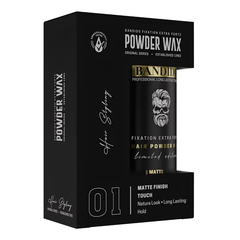 Polvos de volumen profesional con efecto mate Powder Wax 32g. Marca BANDIDO