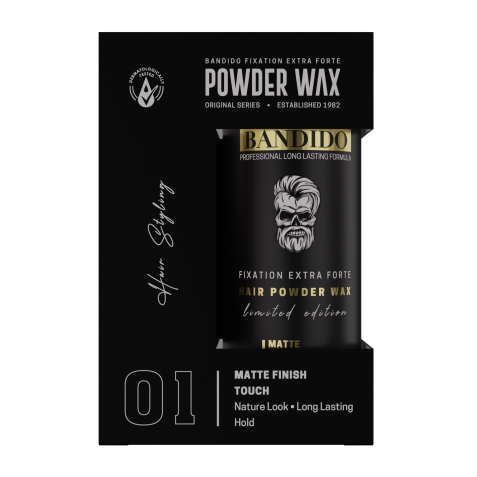 Polvos de volumen profesional con efecto mate Powder Wax 32g. Marca BANDIDO