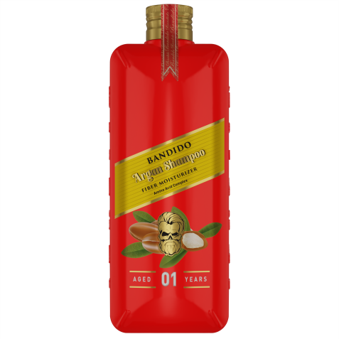 Champú hidratante de Argán profesional para el cuidado del cabello 350ml. Marca BANDIDO