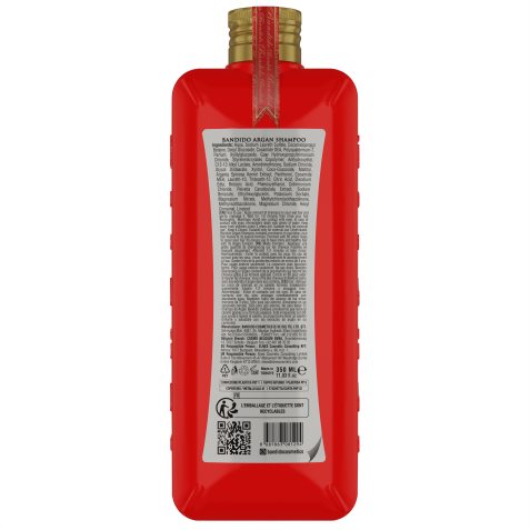 Champú hidratante de Argán profesional para el cuidado del cabello 350ml. Marca BANDIDO