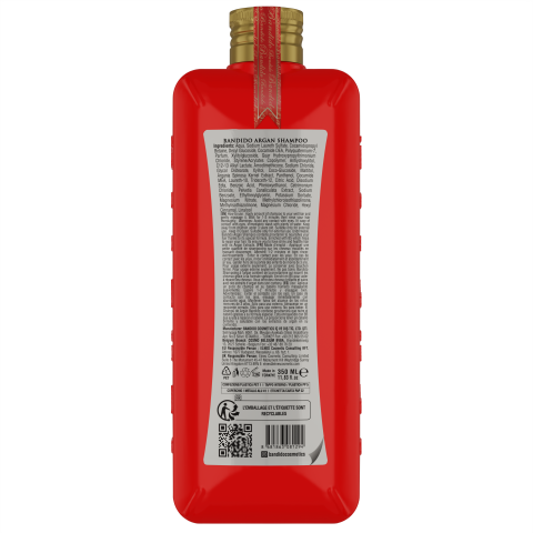Champú hidratante de Argán profesional para el cuidado del cabello 350ml. Marca BANDIDO