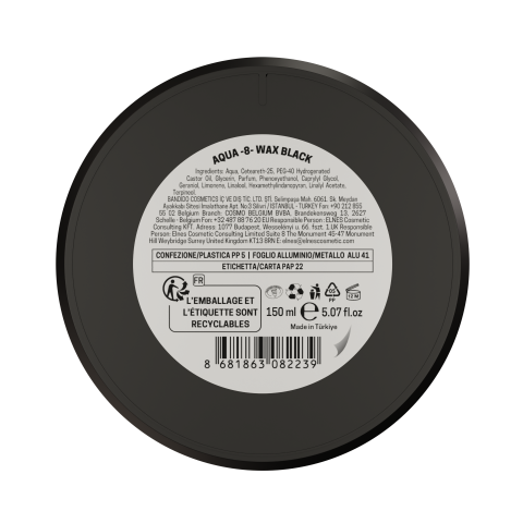 Cera capilar de fijación fuerte profesional Aqua Wax 8 Negra 150ml. Marca BANDIDO